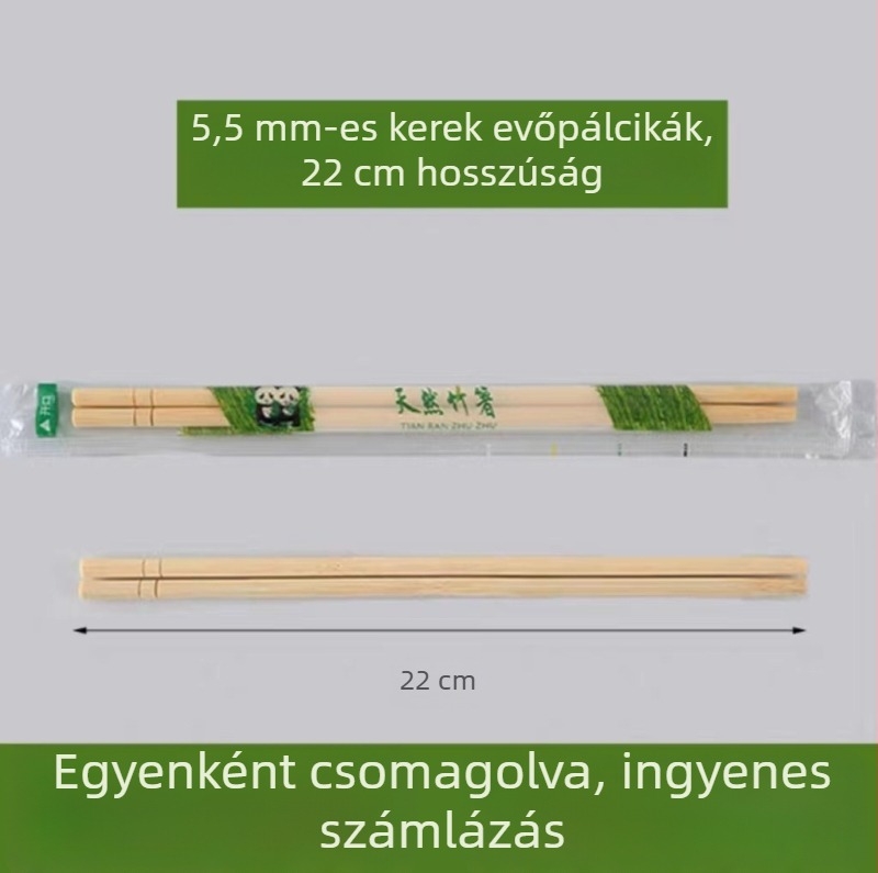 Egyszer használatos bambusz evőpálcika készlet négy az egyben evőeszközökkel és tokban, mikrohullámú sütőben használható