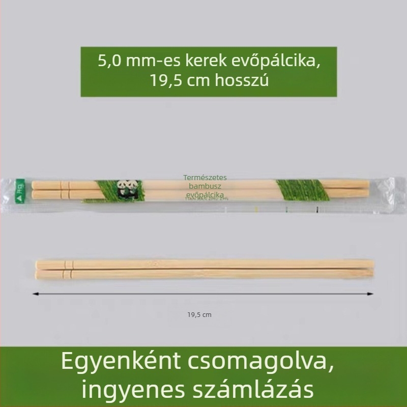 Egyszer használatos bambusz evőpálcika készlet négy az egyben evőeszközökkel és tokban, mikrohullámú sütőben használható
