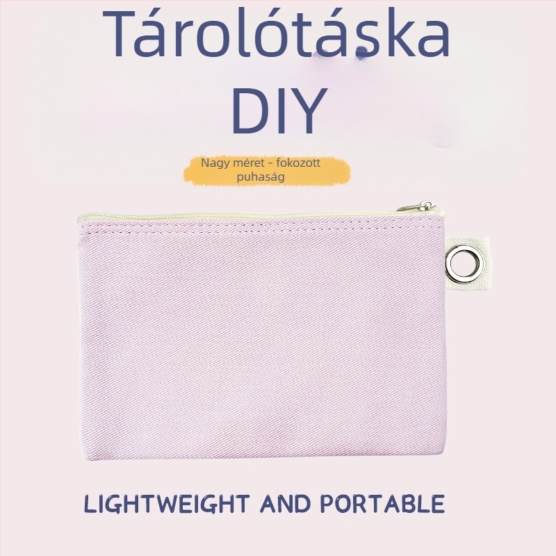 Vászon táska cipzárral a tároláshoz, DIY üres vászon tolltartó és kozmetikai neszesszer