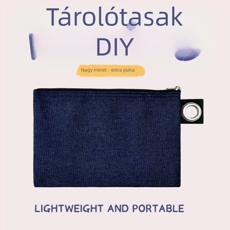Vászon táska cipzárral a tároláshoz, DIY üres vászon tolltartó és kozmetikai neszesszer
