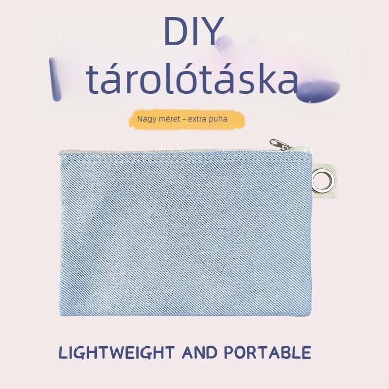 Vászon táska cipzárral a tároláshoz, DIY üres vászon tolltartó és kozmetikai neszesszer