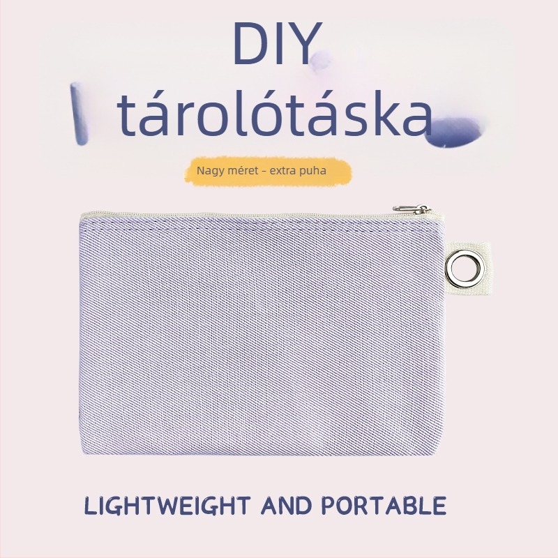 Vászon táska cipzárral a tároláshoz, DIY üres vászon tolltartó és kozmetikai neszesszer