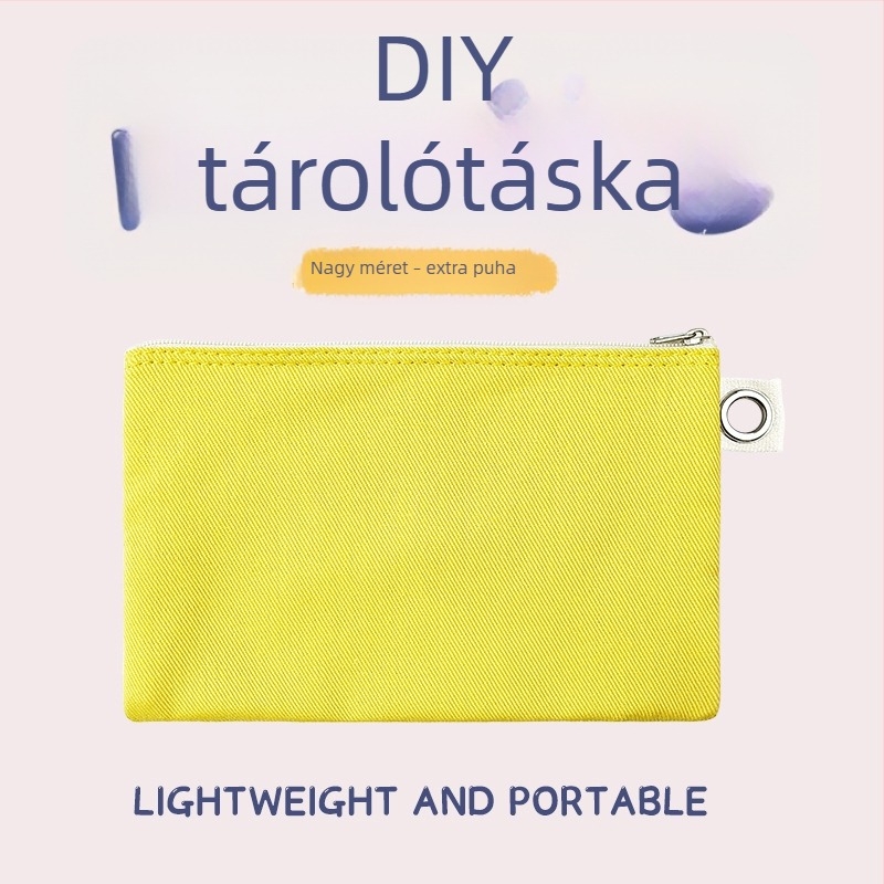 Vászon táska cipzárral a tároláshoz, DIY üres vászon tolltartó és kozmetikai neszesszer