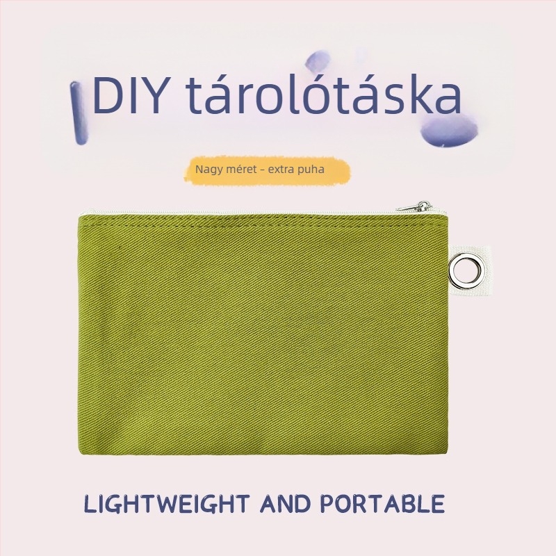 Vászon táska cipzárral a tároláshoz, DIY üres vászon tolltartó és kozmetikai neszesszer