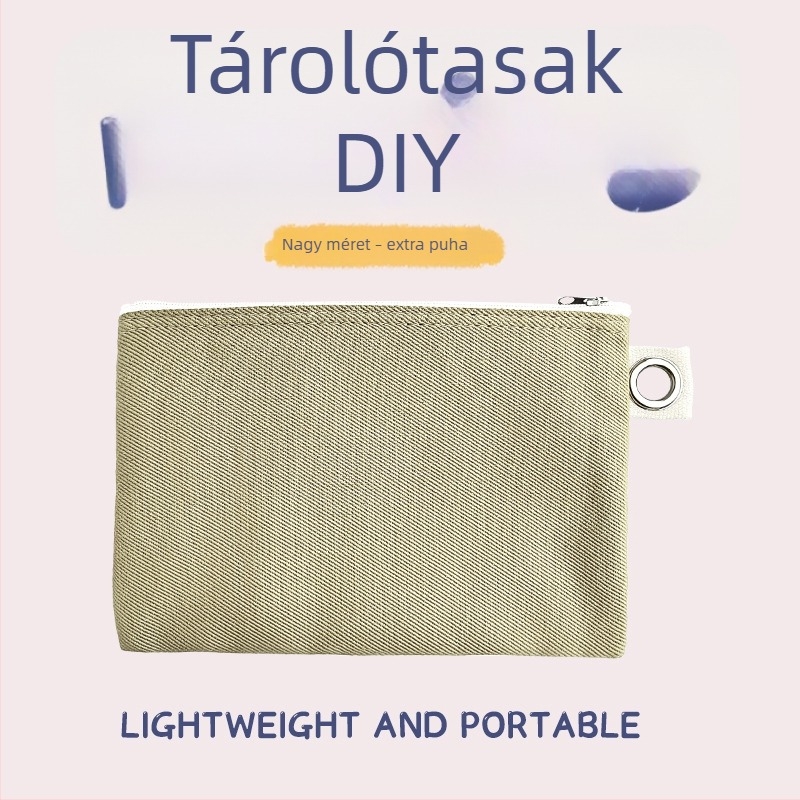 Vászon táska cipzárral a tároláshoz, DIY üres vászon tolltartó és kozmetikai neszesszer