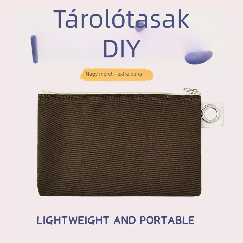 Vászon táska cipzárral a tároláshoz, DIY üres vászon tolltartó és kozmetikai neszesszer