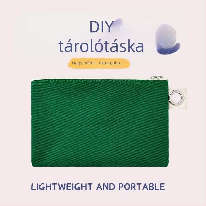 Vászon táska cipzárral a tároláshoz, DIY üres vászon tolltartó és kozmetikai neszesszer