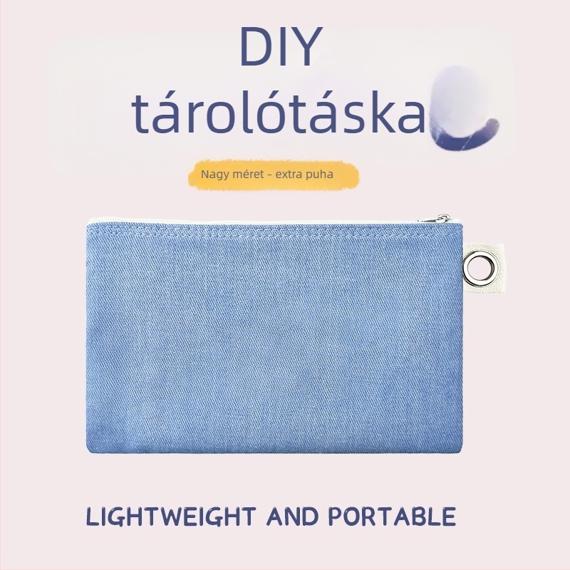 Vászon táska cipzárral a tároláshoz, DIY üres vászon tolltartó és kozmetikai neszesszer