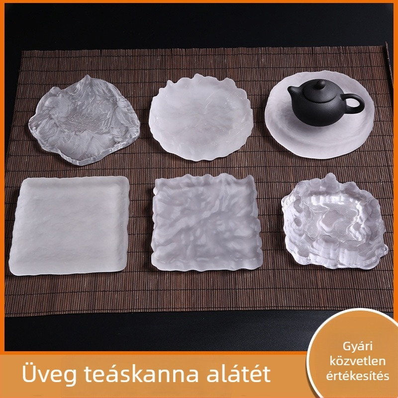 Üveg matt teáskanna talp, japán stílusú, kézzel készített üvegalátét, kicsi méret