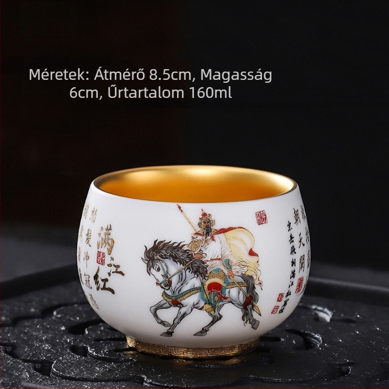 Prémium Jian Zhan teáscsésze, mesteri aranyozott kerámia, házigazda teáscsésze, fehér jade hatású, kung-fu teás készlet, egy csésze, ajándék