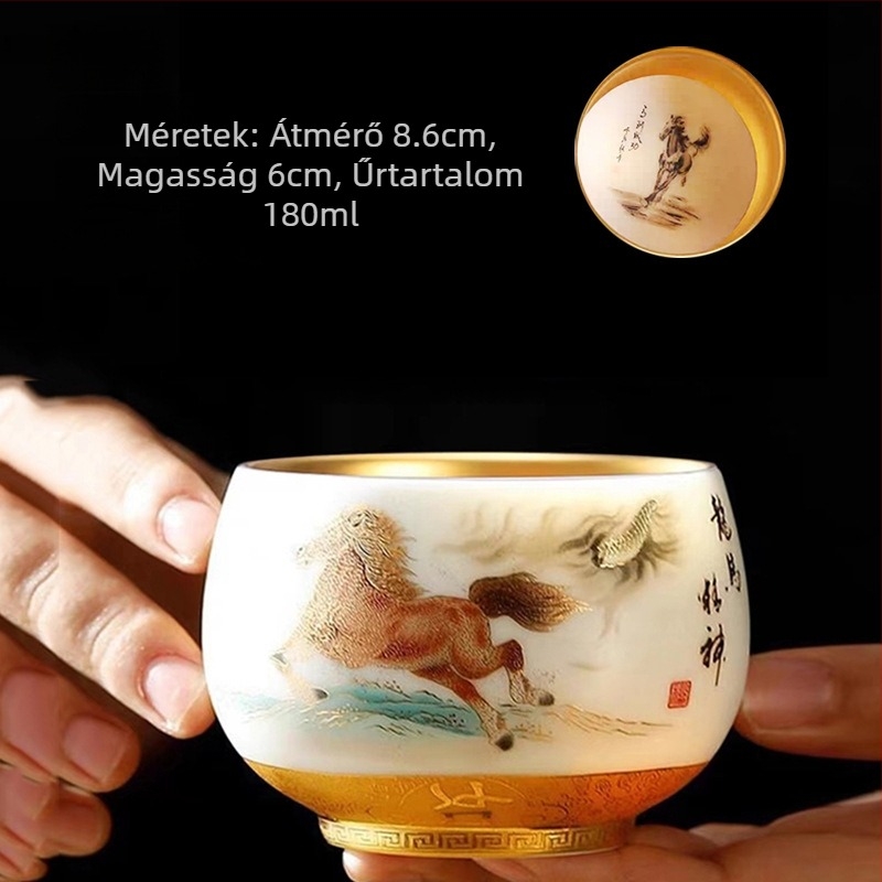Prémium Jian Zhan teáscsésze, mesteri aranyozott kerámia, házigazda teáscsésze, fehér jade hatású, kung-fu teás készlet, egy csésze, ajándék