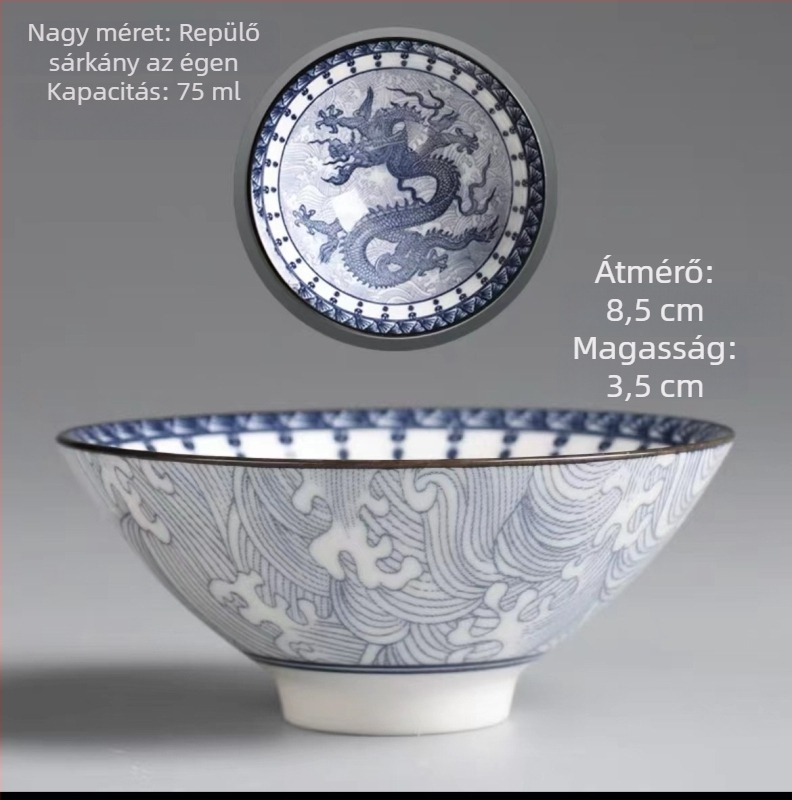 Tang- és Song-dinasztia kék-fehér porcelán teáscsészék és tálak, palotás kerámia teáskészlet