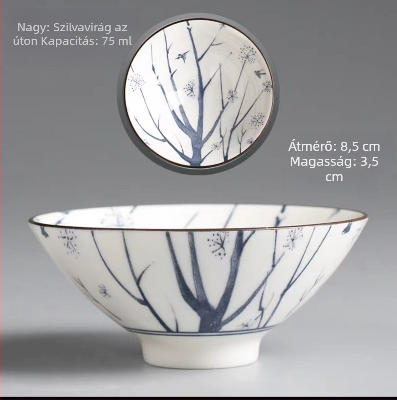 Tang- és Song-dinasztia kék-fehér porcelán teáscsészék és tálak, palotás kerámia teáskészlet