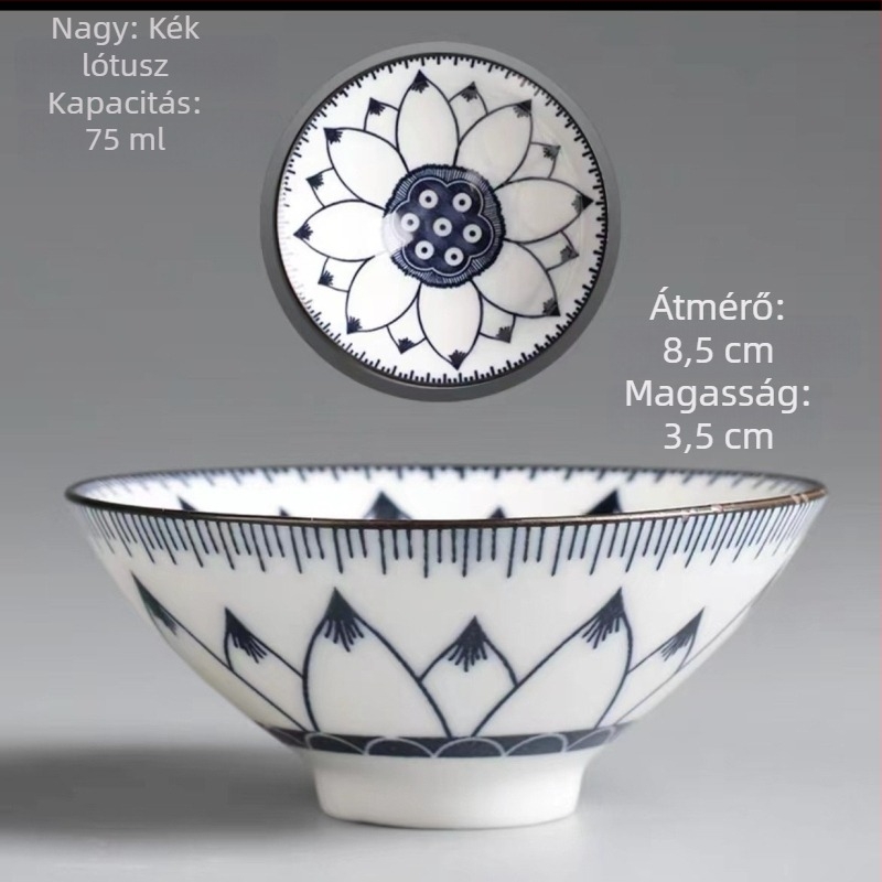 Tang- és Song-dinasztia kék-fehér porcelán teáscsészék és tálak, palotás kerámia teáskészlet