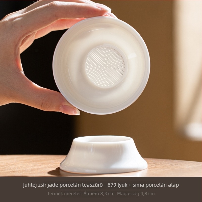 Egyben porcelán teafilter hálós szűrővel – kerámia teáskészlethez