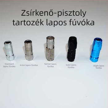 Kézi, elektromos és pneumatikus zsírzópisztoly kiegészítők, tartós hegyes és sík fúvóka, zsírzófej, magas nyomású tömlő, bőrből készült tál és merev cső