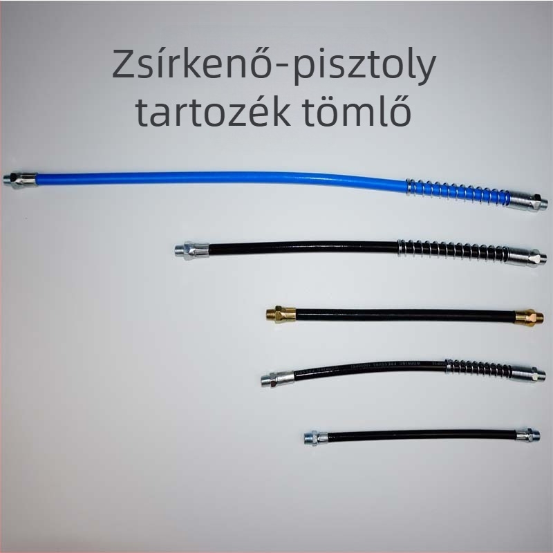 Kézi, elektromos és pneumatikus zsírzópisztoly kiegészítők, tartós hegyes és sík fúvóka, zsírzófej, magas nyomású tömlő, bőrből készült tál és merev cső
