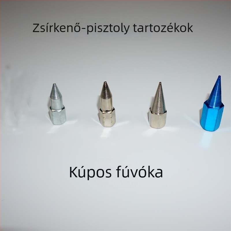 Kézi, elektromos és pneumatikus zsírzópisztoly kiegészítők, tartós hegyes és sík fúvóka, zsírzófej, magas nyomású tömlő, bőrből készült tál és merev cső