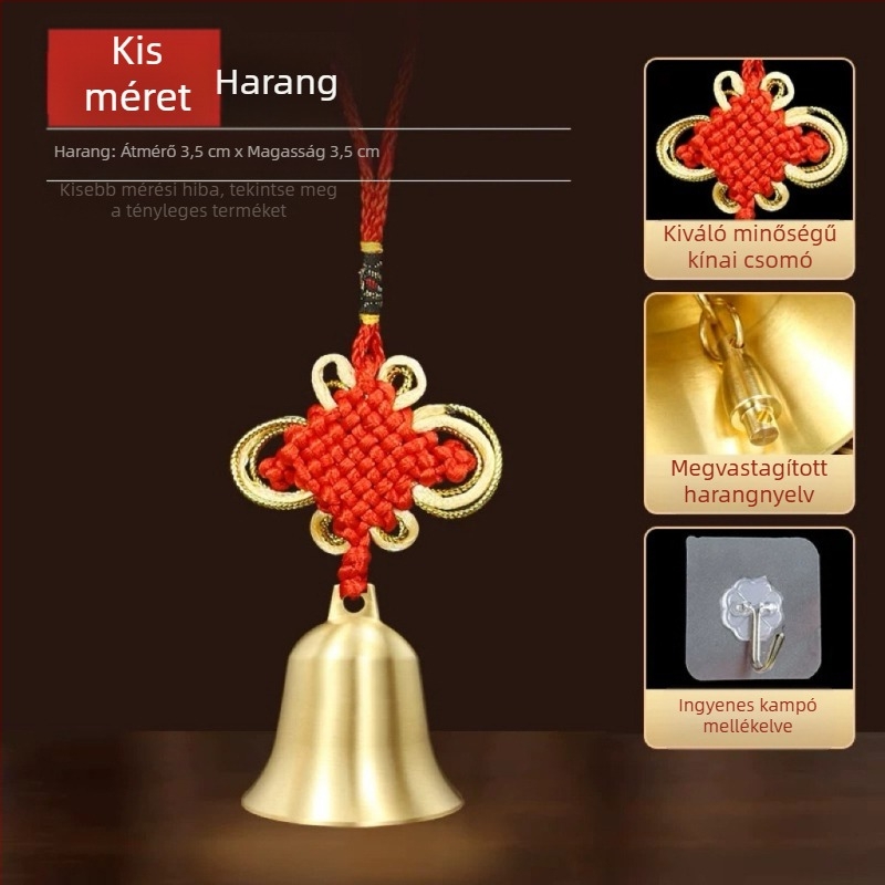 Új sárgaréz harang medál kínai csomóval otthoni feng shui dekoráció