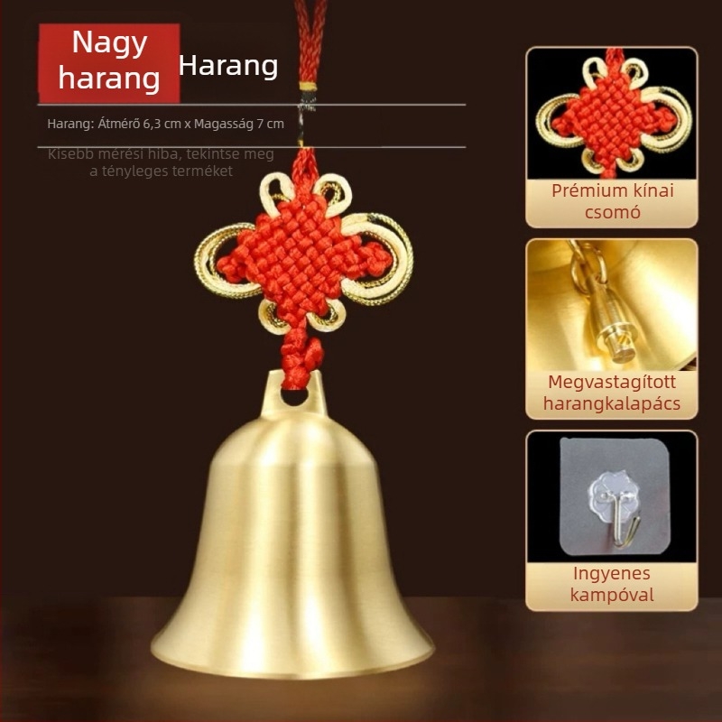 Új sárgaréz harang medál kínai csomóval otthoni feng shui dekoráció