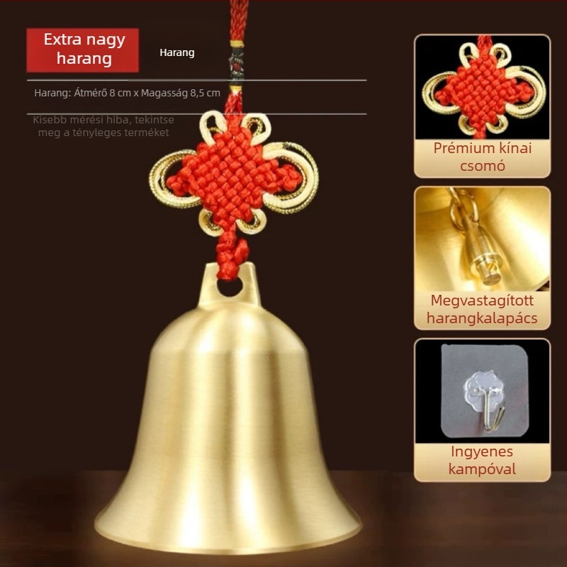 Új sárgaréz harang medál kínai csomóval otthoni feng shui dekoráció