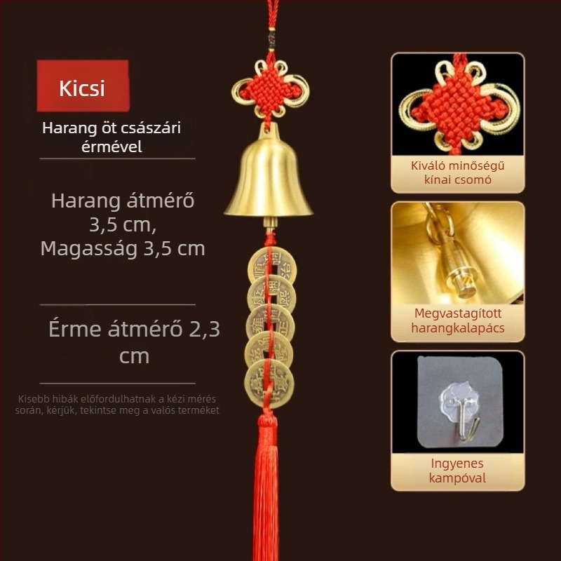 Új sárgaréz harang medál kínai csomóval otthoni feng shui dekoráció