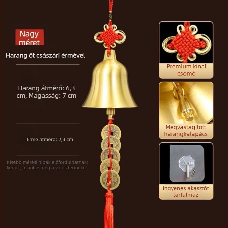 Új sárgaréz harang medál kínai csomóval otthoni feng shui dekoráció