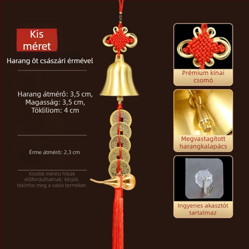 Új sárgaréz harang medál kínai csomóval otthoni feng shui dekoráció