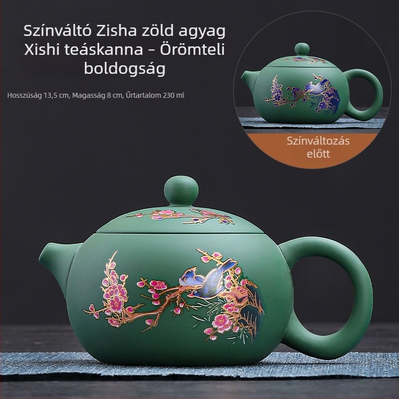 Fengming lila agyag teáskanna, színváltó, motívum Dragon és Főnix, kerámia, retro stílus