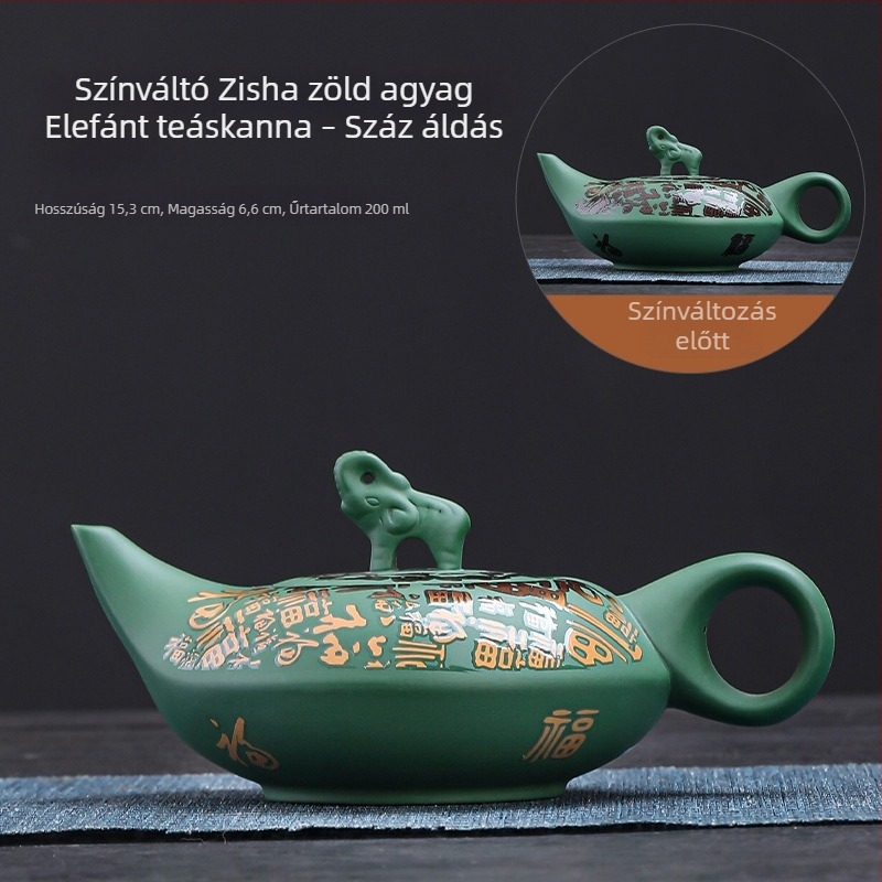 Fengming lila agyag teáskanna, színváltó, motívum Dragon és Főnix, kerámia, retro stílus