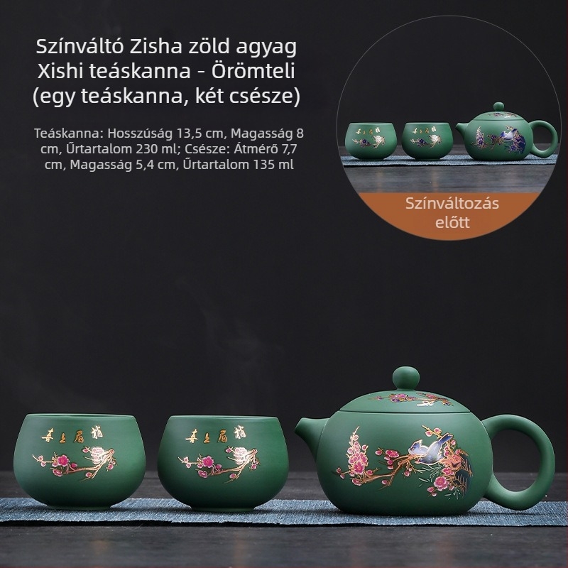 Fengming lila agyag teáskanna, színváltó, motívum Dragon és Főnix, kerámia, retro stílus