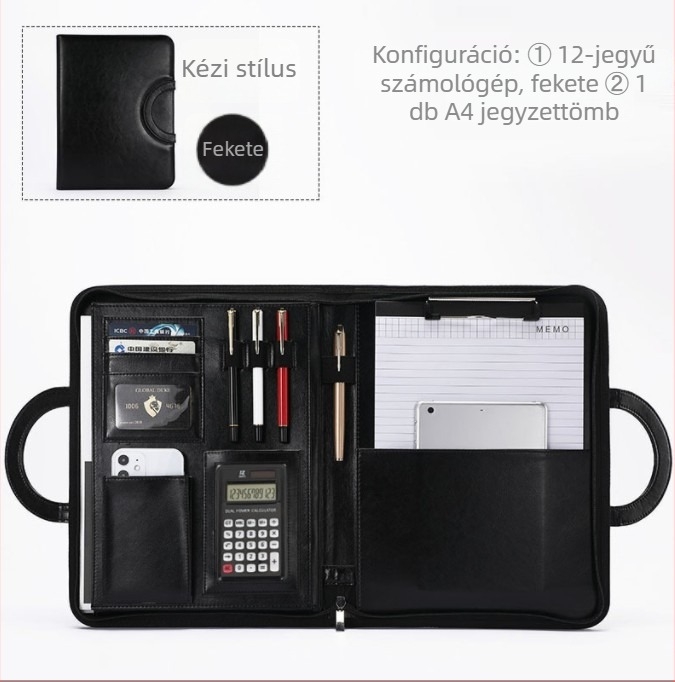 Bőr A4 Dokumentumtáska, hordozható, találkozókhoz és irodába, FXC98