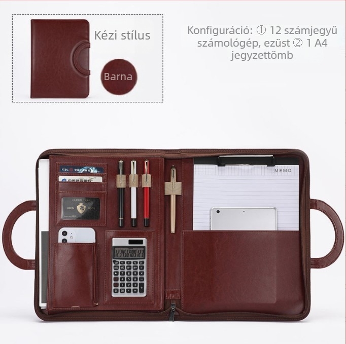 Bőr A4 Dokumentumtáska, hordozható, találkozókhoz és irodába, FXC98