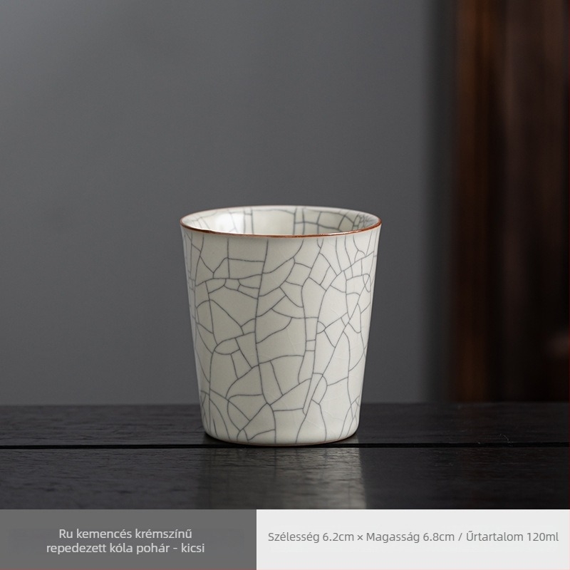 Ru Kiln porceláncsésze - nagy kapacitású csésze teához, vízhez és italokhoz, kék-fehér mintával