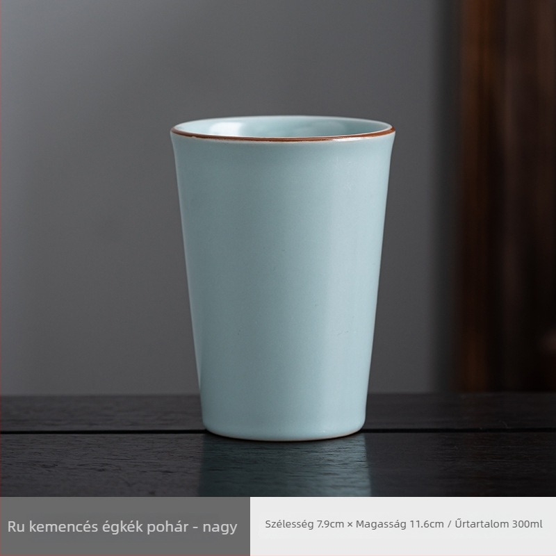 Ru Kiln porceláncsésze - nagy kapacitású csésze teához, vízhez és italokhoz, kék-fehér mintával