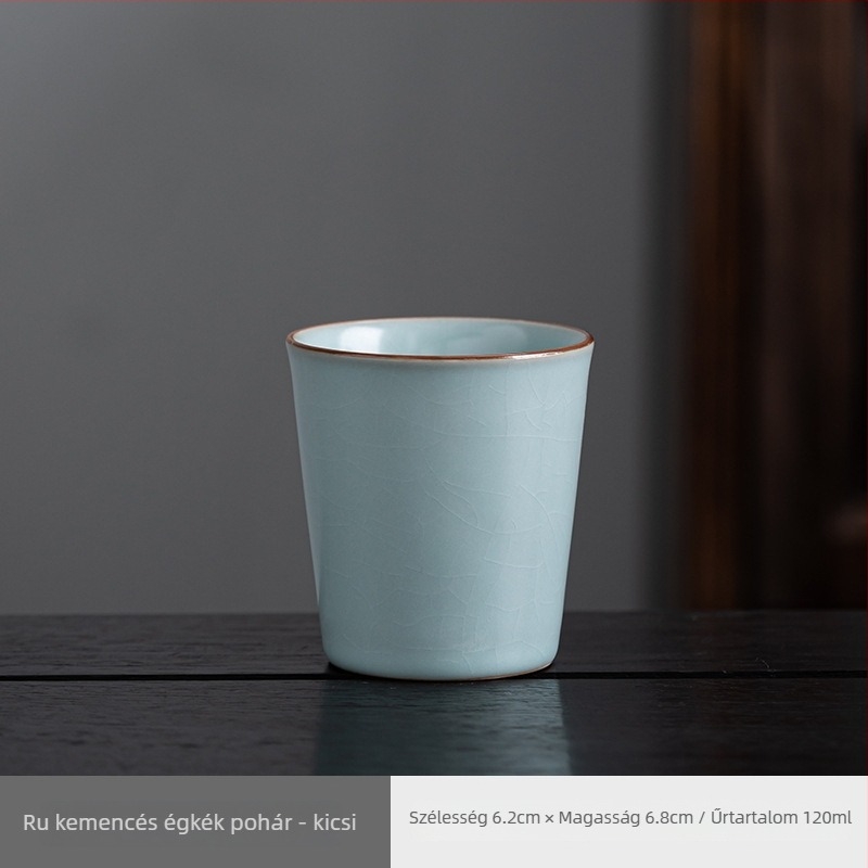 Ru Kiln porceláncsésze - nagy kapacitású csésze teához, vízhez és italokhoz, kék-fehér mintával