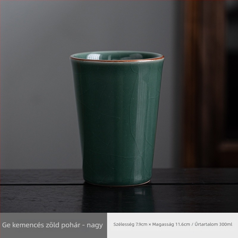 Ru Kiln porceláncsésze - nagy kapacitású csésze teához, vízhez és italokhoz, kék-fehér mintával