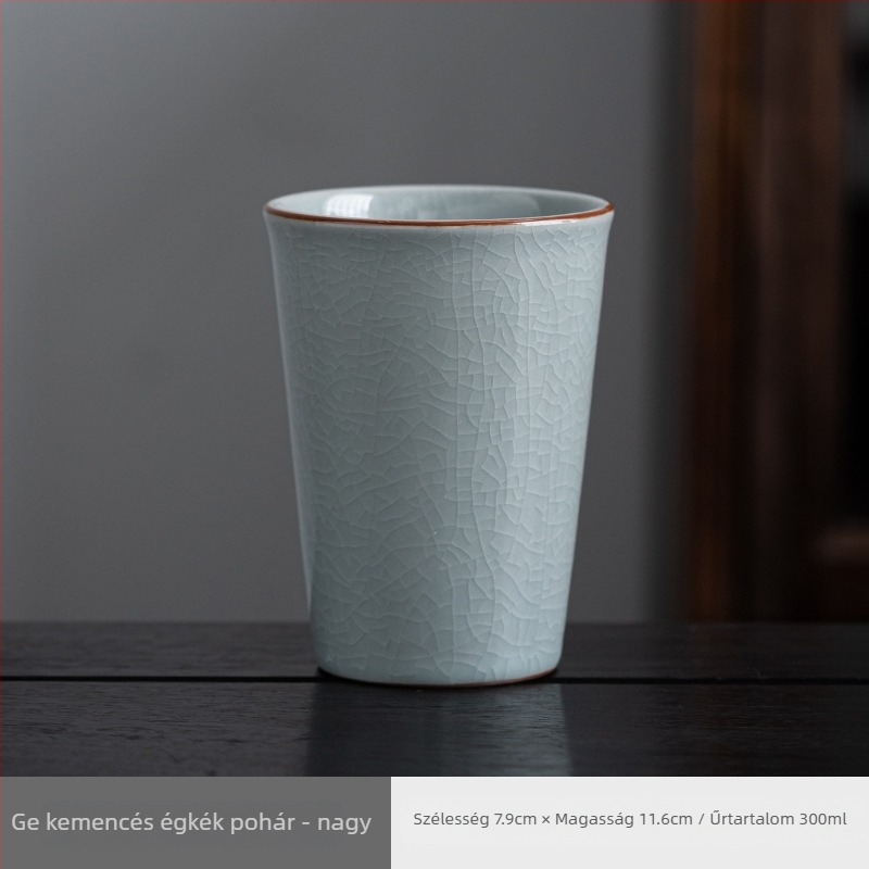 Ru Kiln porceláncsésze - nagy kapacitású csésze teához, vízhez és italokhoz, kék-fehér mintával