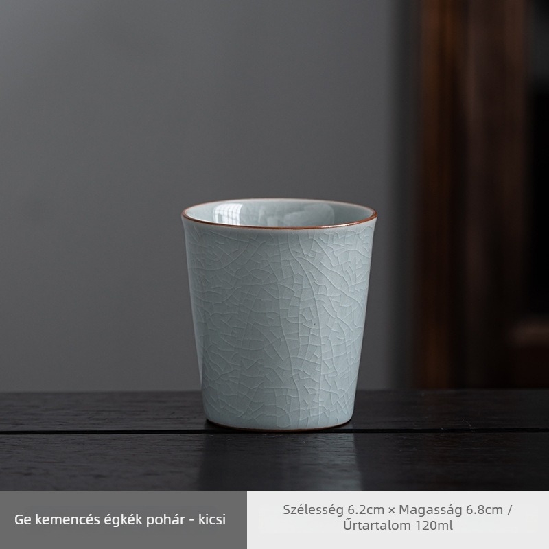 Ru Kiln porceláncsésze - nagy kapacitású csésze teához, vízhez és italokhoz, kék-fehér mintával
