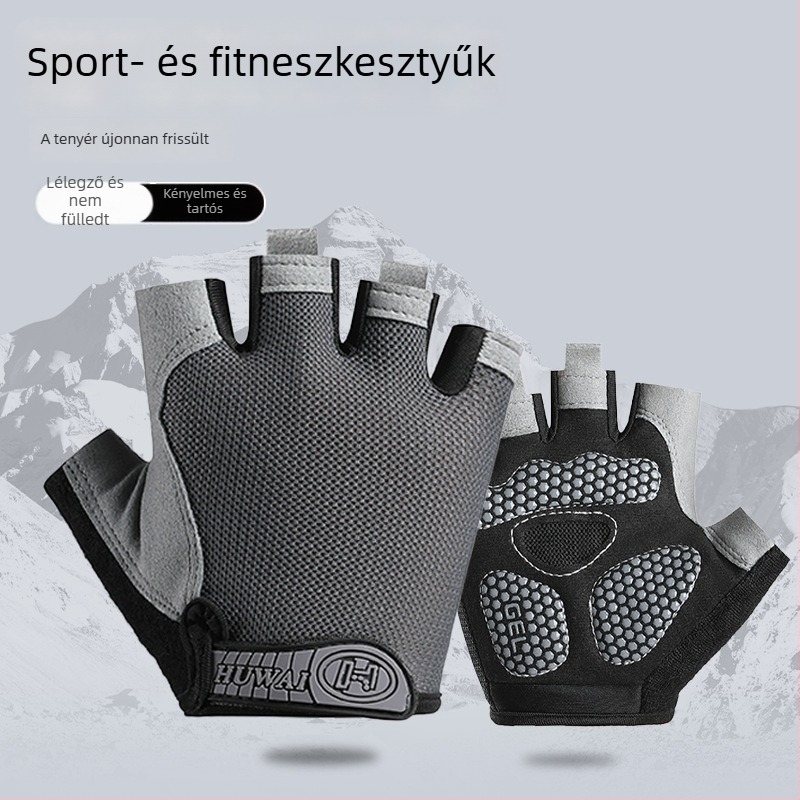 Félujjas kerékpáros kesztyű, csúszásmentes, kopásálló, nyári használatra