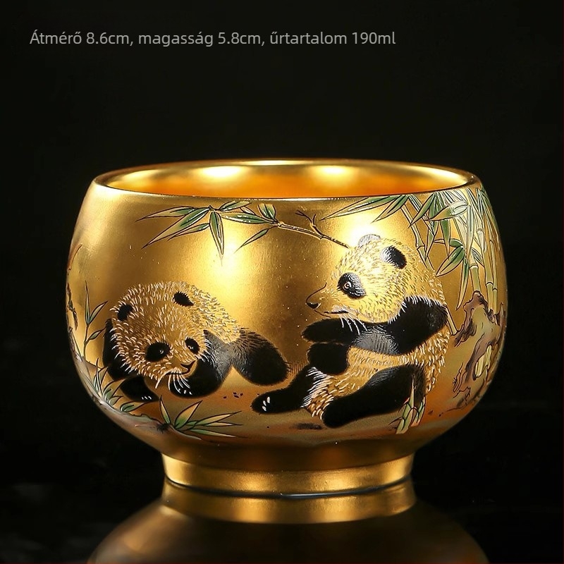 Huang Jianpeng – kézzel készített aranyozott teáscsésze Dragonfish Master motívummal, magas minőségű porcelánból készült Kung Fu teáskészlet