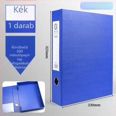 PVC fájlbox nagy kapacitású, fém csattal, A4 méretű tároló doboz