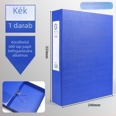 PVC fájlbox nagy kapacitású, fém csattal, A4 méretű tároló doboz