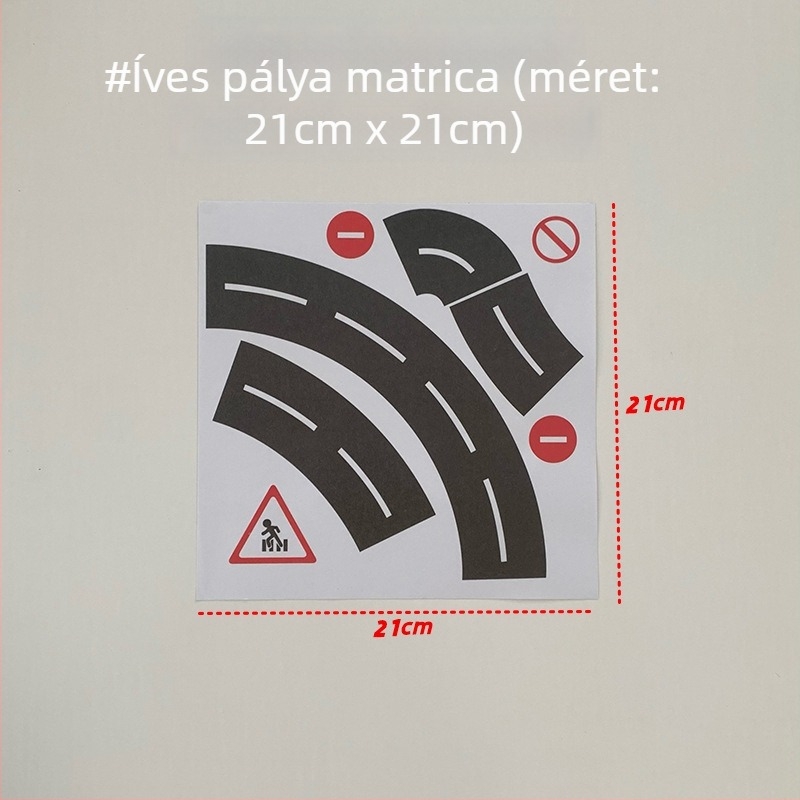 Gyerekeknek szóló mini út- és parkolópálya készlet parkolóhely jelölő matricás szalaggal