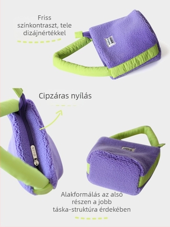 Koreai stílusú plüss vödörtáska nőknek, kis méretű kézitáska munka közben, új modell