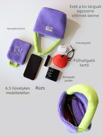 Koreai stílusú plüss vödörtáska nőknek, kis méretű kézitáska munka közben, új modell