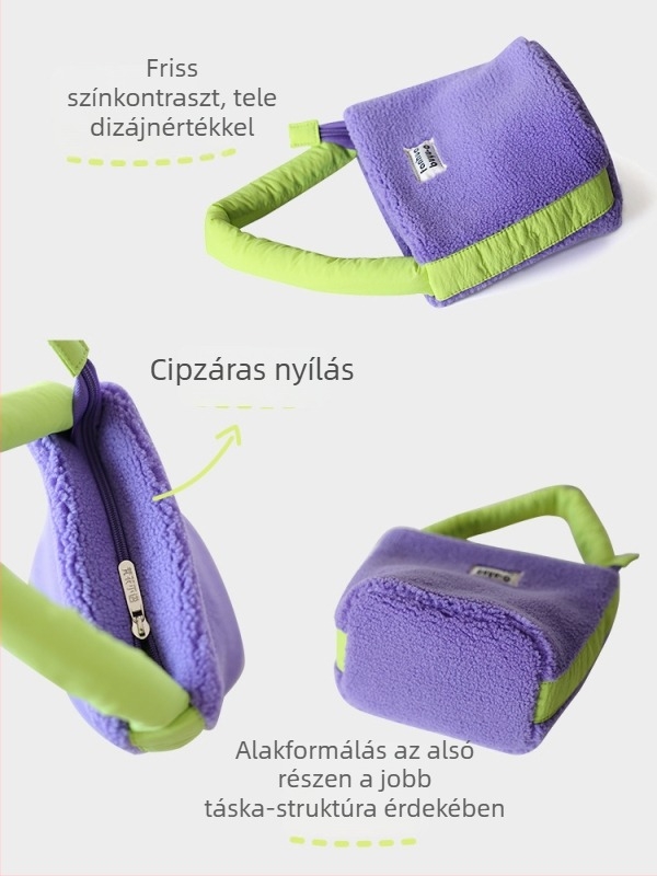 Koreai stílusú plüss vödörtáska nőknek, kis méretű kézitáska munka közben, új modell