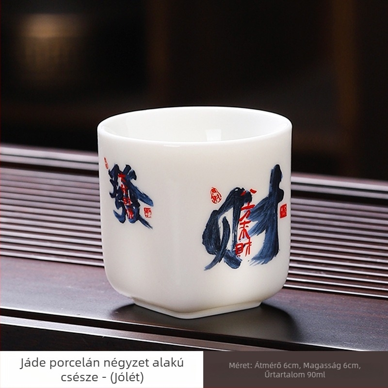 Jáde porcelán teáscsésze, kínai stílusú, nagy méretű egyszemélyes teához, kreatív dizájn