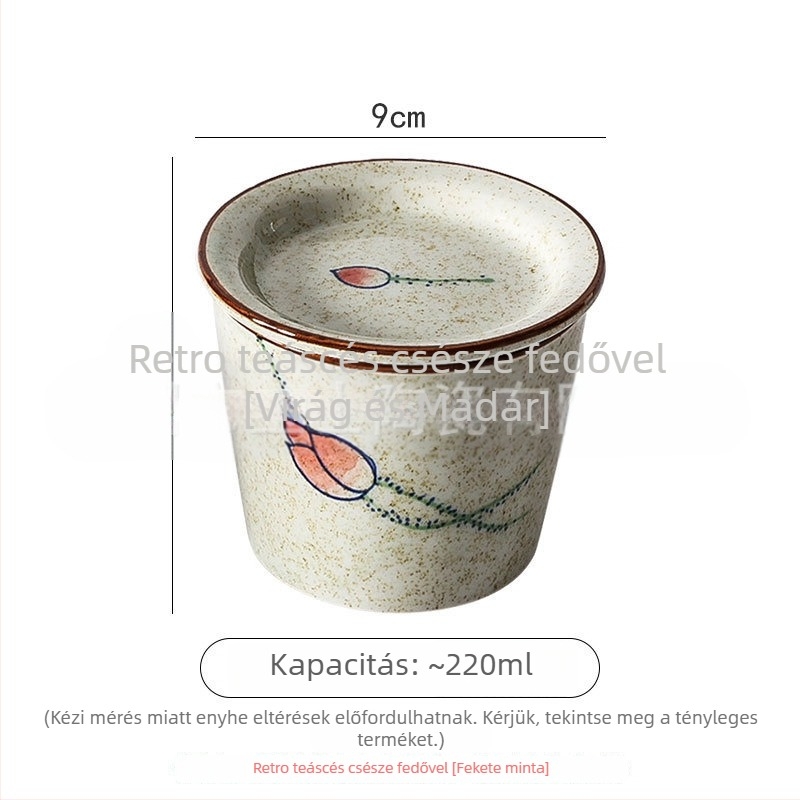 Kézzel festett japán stílusú choko teáscsésze tányérral és fedővel, kék-fehér kerámia Gong Fu tea kóstoláshoz