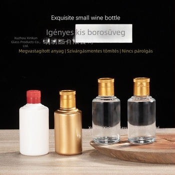 Átlátszó likőres üveg, kis méret, 50–100 ml, üres, tök alakú, kerek